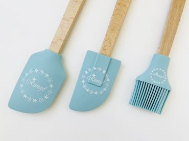 木柄矽膠耐熱刮刀油刷組